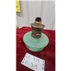 Image 3 : Vintage Aladdin Jadeite Green Glass Oil Lamp Font with Burner