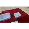 Image 2 : Vintage Pyrex Blue Milk Glass Refrigerator Dishes with Clear Ribbed Lids, Set of 2