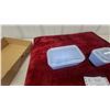 Image 3 : Vintage Pyrex Blue Milk Glass Refrigerator Dishes with Clear Ribbed Lids, Set of 2