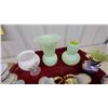 Image 2 : Vintage Pastel Green Opaque Milk Glass Vase with Ribbed Body and Ruffled Rim and More Vasaes