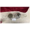Image 7 : Pair of Antique Clear Pressed Glass Kerosene Oil Lamps, 1 Peanut Glass, with Chimneys and Burners