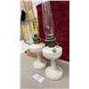 Image 3 : Pair of Antique Aladdin Lincoln Drape Kerosene Lamps, White Milk Glass, Lox-On Chimney