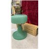 Image 3 : Aladdin Jade Green Glass Quilted Kerosene Mantle Lamp With Lox-On Chimney