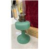 Image 4 : Aladdin Jade Green Glass Quilted Kerosene Mantle Lamp With Lox-On Chimney