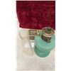 Image 5 : Aladdin Jade Green Glass Quilted Kerosene Mantle Lamp With Lox-On Chimney
