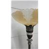 Image 2 : Vintage Art Deco Torchiere Floor Lamp with Frosted Glass Shade and Marble Accents, Missing Male End