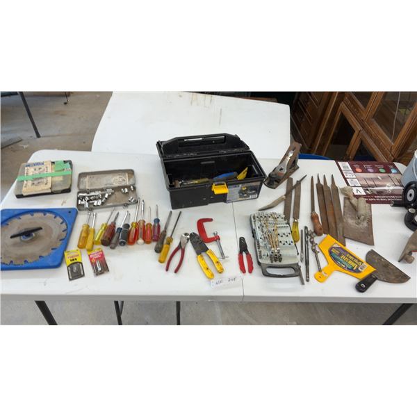 Sockets 1/4" and 3/8" Drive, Screwdrivers, Files, Planers, Drill Bits, Saw Blade, Toolbox and More