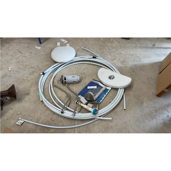 Moen Ceramic Toilet Tank Lid with Dual-Flush Button, Flush Valve, Water Lines 1/2" Multiple Pieces