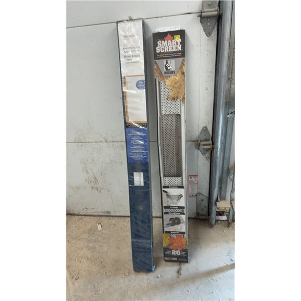 Mainstays Room Darkening Mini Blinds 48" W X 64" L and Holmes Smart Screen Gutter Guard 20 Feet