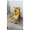 Image 1 : Vintage 1960s-70s Folding Lawn Chair with Tubular Steel Frame and Floral Fabric