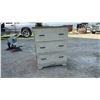 Image 1 : Vintage Painted Wooden Three-Drawer Dresser with Rustic Plank Top and Black Pull Handles