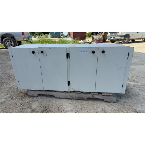 Handmade White Plywood Four-Door Storage Cabinet, 22 x 57 x 20" Look