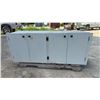 Image 1 : Handmade White Plywood Four-Door Storage Cabinet, 22 x 57 x 20" Look