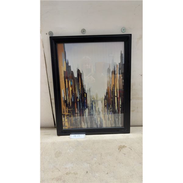 Framed Abstract Cityscape Art Print in Black Frame, 27 x 21"