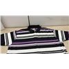 Image 3 : New Avirex Men's 5XB Striped Polo Shirt, Black/White/Purple/Gray, 100% Cotton