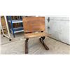 Image 3 : Vintage a. H. Andrews & Co. Oak Wooden Child's School Desk With Folding Seat, Cast Iron Frame
