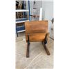 Image 6 : Vintage a. H. Andrews & Co. Oak Wooden Child's School Desk With Folding Seat, Cast Iron Frame