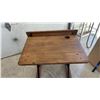 Image 7 : Vintage a. H. Andrews & Co. Oak Wooden Child's School Desk With Folding Seat, Cast Iron Frame