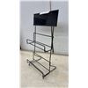 Image 2 : Black Metal Two-Tier Magazine and Brochure Display Stand With Sign Holder, 9 3/4 x 19"