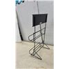 Image 5 : Black Metal Two-Tier Magazine and Brochure Display Stand With Sign Holder, 9 3/4 x 19"