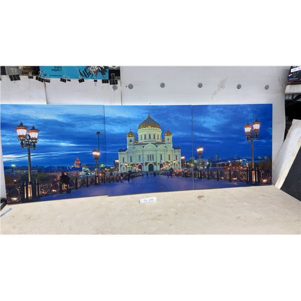 Three-Panel Canvas Triptych Wall Art, Cathedral of Christ the Savior, Moscow at Dusk
