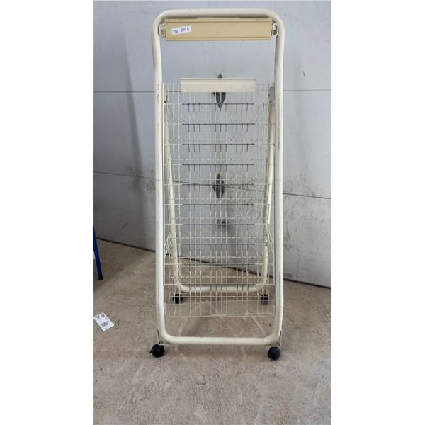 Folding Metal Magazine and Book Display Rack With Wheels 5.5 ' x 2'