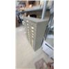 Image 2 : Vintage 36x Multi-Drawer Metal Parts /Index Cabinet with Brass Label Holders Metal Drawers Wood
