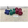 Image 1 : Set of Six Neoprene-Coated Dumbbells, Pair of 3 Pound, Pair of 5 Pound, and Pair of 8 Pound