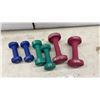 Image 3 : Set of Six Neoprene-Coated Dumbbells, Pair of 3 Pound, Pair of 5 Pound, and Pair of 8 Pound