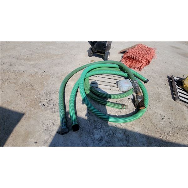 Heavy-Duty Green PVC Suction Hose with Quick-Connect Fittings and Intake Screen 75' 3"