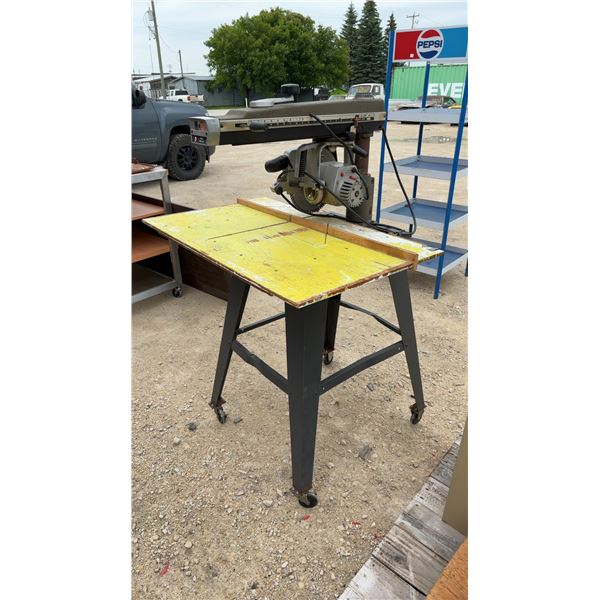 Black & Decker Deluxe Power Shop Radial Arm Saw, DeWalt 3" Cut Blade, & Rolling Table