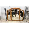 Image 1 : Three-Panel Wood-Framed Mirror & Two Black Metal Support Rails 55 x 45