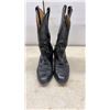 Image 4 : Pair of Black Leather Western Cowboy Boots with Silver Stitching, Sz 8.5