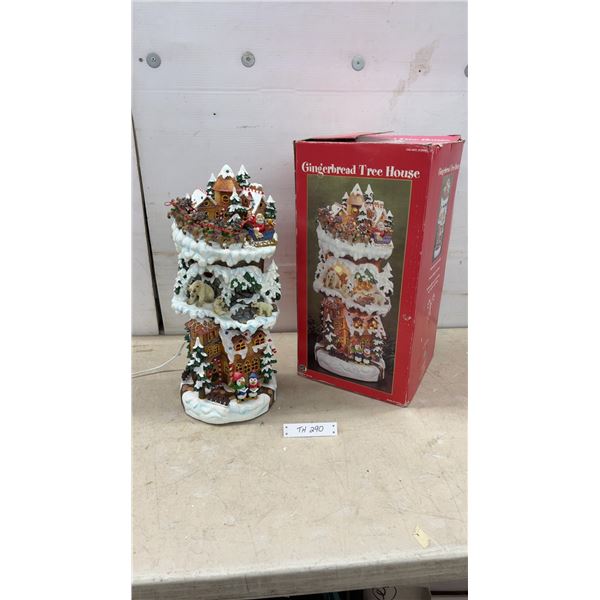 Illuminated Multi-Tiered Gingerbread Tree House Christmas Decoration With Santa and More