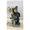 Image 2 : Pink Metal Flamingo Garden Planter, 28" Tall and Polyresin Black Bear "Welcome" Statue