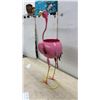 Image 6 : Pink Metal Flamingo Garden Planter, 28" Tall and Polyresin Black Bear "Welcome" Statue