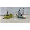 Image 1 : Vintage Mid-Century Ceramic Paddleboat Planter Lamp and Sailboat Lamp With Metal Sails