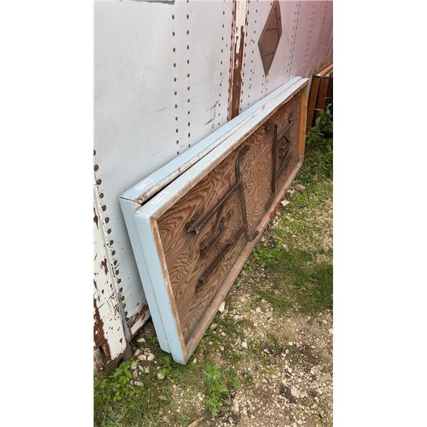 Two Painted Wood Folding Tables with Metal Legs 97 x 33
