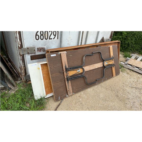 Three Wooden Folding Tables with Metal Legs 80 x 32, 96 x 24, 96 x 30
