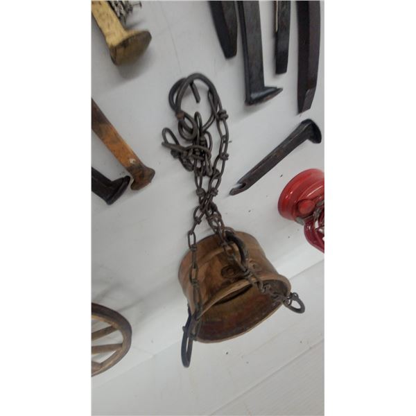 Vintage Wooden Wagon Wheel with 10 Spokes and Metal Hub Railway Spikes Lantern Cool Hanging Planter