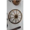 Image 2 : Vintage Wooden Wagon Wheel with 10 Spokes and Metal Hub Railway Spikes Lantern Cool Hanging Planter