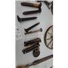 Image 4 : Vintage Wooden Wagon Wheel with 10 Spokes and Metal Hub Railway Spikes Lantern Cool Hanging Planter