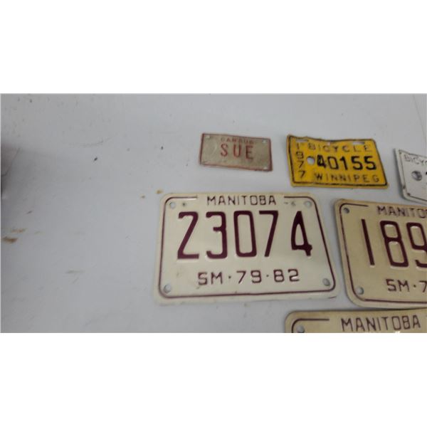 Vintage Canadian License Plates, Manitoba Snowmobile 1979-82, Winnipeg & Altona Bicycle and More