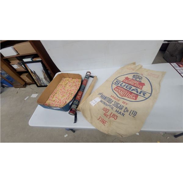 Manitoba Sugar Co 100 Pound Burlap Sack, Liberty Fire Extinguisher, Vintage Bottle Caps and More
