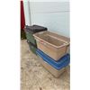 Image 2 : Rubbermaid Roughneck Storage Boxes: (2) Tan 32 x 20.2 x 17.5" & (2) Green Storage Boxes