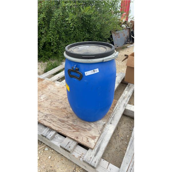 Small Blue Plastic Drum with Black Lid & Handles
