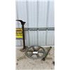 Image 1 : Vintage Cast Iron Cobbler's Anvil & Stand, Cast Wheel, & Green Metal Bar