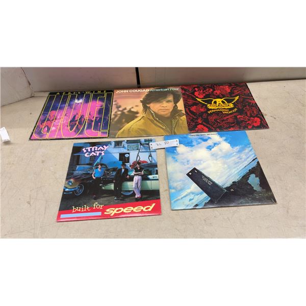 Vinyl Records Including April Wine, John Cougar, Aerosmith, Stray Cats, Three Dog Night and More