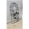Image 2 : Gray Metal 6-Bottle Wine Rack With Gold Leaf Accents and Black Wrought Iron Wall Trellis, 30 x 15"