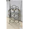 Image 4 : Gray Metal 6-Bottle Wine Rack With Gold Leaf Accents and Black Wrought Iron Wall Trellis, 30 x 15"